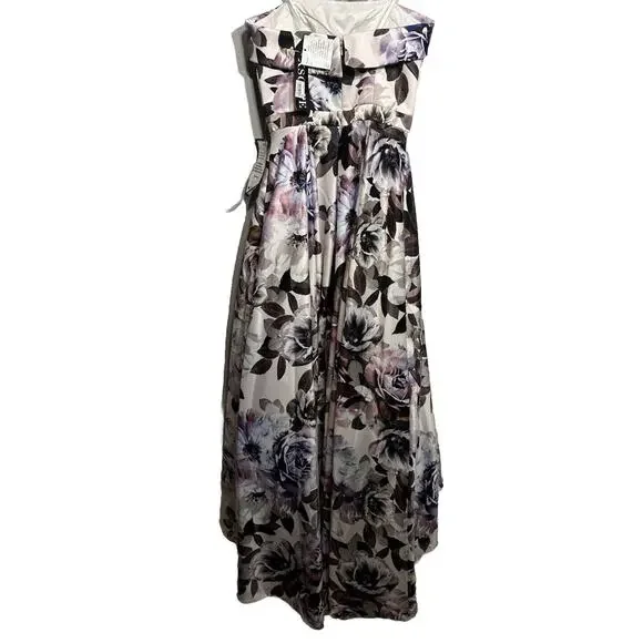 XSCAPE Dress Long Gown Purple Floral Sleeveless Size 4 USA Made Formal Dance NEW - Picture 4 of 7